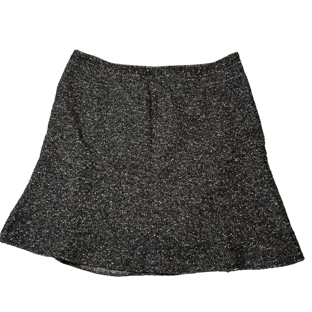 Context Woman Black White Career Wool Blend Tweed A-Line‎ Skirt Plus 18W